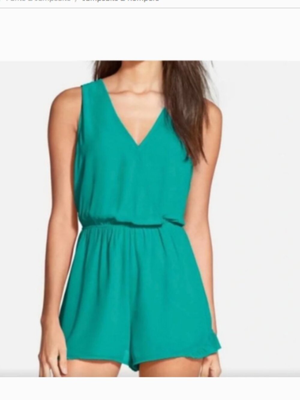 ASTR the label Turquoise Teal Surplice Ruffle Hem Shorts Romper BOHO Summer Sz M